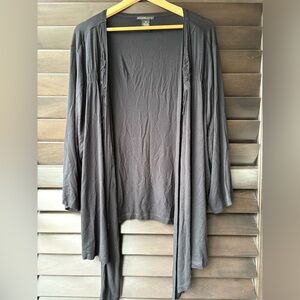 Design History Black Size 3X Open Cardigan With Embroidery Detail Asymmetrical
